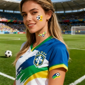 Tatuajes Temporales de Trofeo de Fútbol, 5 Piezas, Adhesivos de Campeón de Fútbol de Dibujos Animados para Fiestas, Decoración Facial, Artículos para Fanáticos del Deporte - Product Image 2