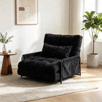 Canapé-lit pliable moderne, convertible en pouf, fauteuil de salon et de salle à manger, en tissu, avec accoudoirs pliables, pour lecture et jeux