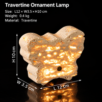 Lampe de table décorative en travertin naturel, ornement en pierre en forme de papillon, cube, veilleuse LED pour chambre à coucher, décoration intérieure, forme personnalisée