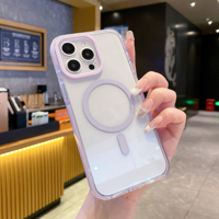Étui rigide en acrylique magnétique moulé avec précision, coussinets internes en TPE antichoc pour iPhone 15 16 17 18 Pro Max