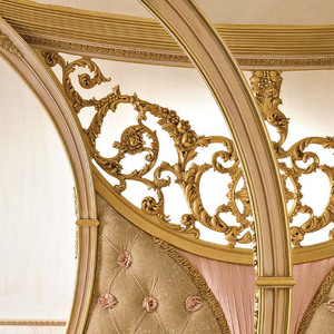 Juegos de Dormitorio Estilo Europeo, Camas de Madera Maciza Tallada con Dosel, Estilo Francés de Lujo, Doradas y Antiguas, Tamaño King, para Muebles de Hogar - Product Image 3