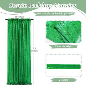 Nouveauté Rideau de fond de scène de mariage en velours vert émeraude de luxe fantaisie - Product Image 2