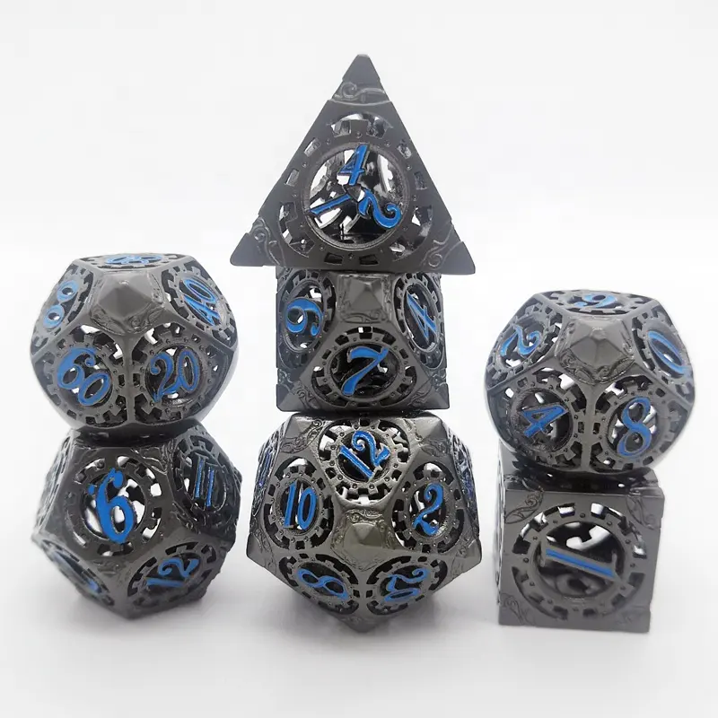 Xúc Xắc Punk Gear Hollow Metal D20 D & D 20 Mặt Dungeon & Dragons RPG Dice Bộ Xúc Xắc DND