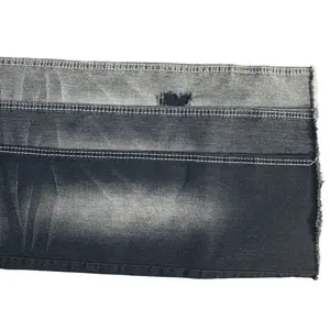 Tecido jeans mercerizado preto 16S 7,2 onças 70% C 28% P 2% Spandex tecido jeans mercerizado