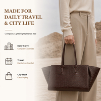 Sac fourre-tout en cuir véritable gaufré crocodile entièrement personnalisable pour femme, grande capacité, sac à bandoulière pour le bureau, OEM