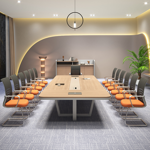 Văn phòng khách sạn phòng hội nghị cuộc họp bàn gỗ hiện đại bảng điều chỉnh dài hình chữ nhật thiết kế 20 chỗ ngồi bảng - Product Image 4