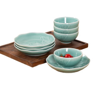ชุดอาหารเซรามิกเซลาดอน จานอาหาร 4 ใบ ขนาด 6 นิ้ว ชาม 4 ใบ ขนาด 4.5 นิ้ว ชุดอาหารสไตล์โอเรียนทอลสุดหรู - Product Image 1