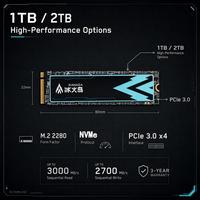 خدمة OEM/ODM لمحركات أقراص الحالة الصلبة الداخلية M.2 NVMe SSD 2280 PCIe 3.0 بسعة 1 تيرابايت و2 تيرابايت مع شعار مخصص لمصنعي أجهزة الكمبيوتر