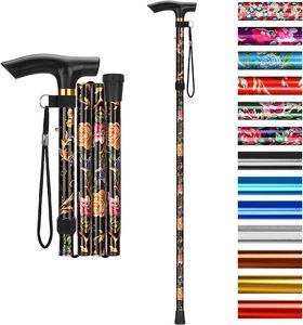 Bastone da Passeggio Pieghevole con 5 Livelli di Regolazione dell'Altezza, Leggero e Portatile, con Cinturino da Polso per Anziani, Disabili, <span class=keywords><strong>Uomini</strong></span> e Donne - Product Image 1