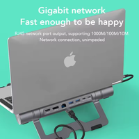 Station d'accueil multifonction Ethernet pour Mac Book Pro USB HUB DisplayPort HDTV Video Docking Station 7 en 1 HUB Laptop Stand Type C HUB