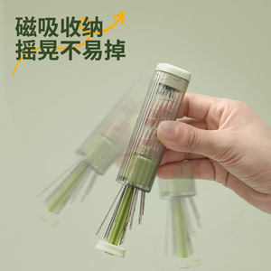 Boîte à fil magnétique portable pour aiguilles à coudre, ronde et compacte avec couvercle à pression, pour usage domestique et artisanat - Product Image 1