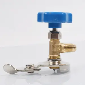 340 universel peut robinet vanne laiton fluor ouvre-bouteille pour toutes les bouteilles de réfrigérant R22 R134A <span class=keywords><strong>R410A</strong></span> outils de climatisation - Product Image 1