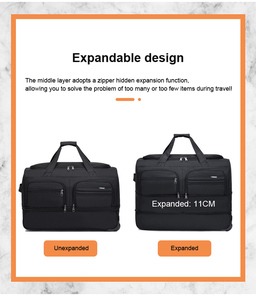 Unisex New Multifunctional 55-122L 2-<b>Wheel</b> Durable Travel Trolley Luggage Bag Backpack <b>Rucksack</b> Compressible Shoulder Straps - Product Image 3