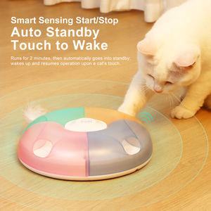 Jouet interactif pour chat anti-ennui automatique 2-en-1 : jeu de tape-taupe et plume à chat motif écossais, couleur personnalisable pour l'intérieur - Product Image 3