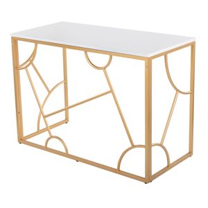 LumiSource DB Constellation Contemporary Computer <b>Desk</b> Gold Metal and White <b>Wood</b> Durable and Stable Design - Product Image 3