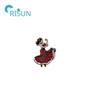 Fabricación de Metal personalizado España Baile Flamenco bailarina esmalte joyería solapa Pin broche personalizar baile Flamenco Pin insignia - Product Image 2