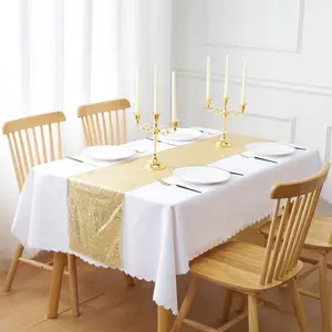 Diskon besar Amazon taplak meja payet emas sampanye untuk pesta acara pernikahan