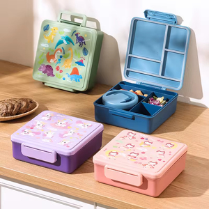 Boîte à lunch bento portable pour étudiants avec four à micro-ondes, étanche, écologique, style dessin animé, couvercle en plastique - Product Image 6