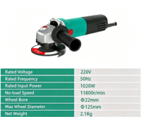 Meuleuse d'angle sans balais DongCheng DCA 850W 125mm 11800RPM, machine à meuler, tailler et polir le métal, idéale pour le bricolage
