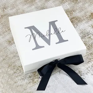 Custom logo White will you be my bridesmaid Gift Boxes Magnetic Folding wedding favor Bridesmaid Proposal Box for guest