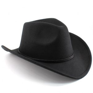 Sombrero de vaquero occidental para hombre y mujer para caballero, vaquera de Jazz de invierno con campana de cuero, sombrero de Iglesia, gorras de fieltro - Product Image 3