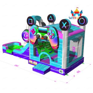 Nouveau design populaire : Aire de jeux gonflable en PVC avec toboggan, piscine et contrôleur de jeu, thème parc d'attractions pour location événementielle et jeux aquatiques - Product Image 4