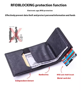 Portafoglio intelligente antifurto da uomo <span class=keywords><strong>portacarte</strong></span> RFID porta carte di credito con portamonete portamonete in pelle con modello solido portafoglio regalo - Product Image 6