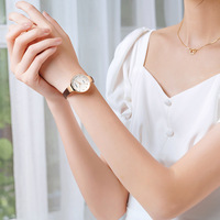 Jam Tangan Wanita Rebirth RE134 Original Quartz Motif Bunga Sederhana Modis Tali Kulit Tahan Air untuk Wanita dan Remaja Putri Reloj