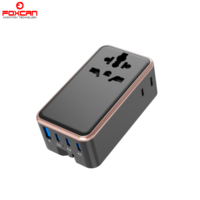 FOXCAN Nouvel Adaptateur de Voyage Universel Ultra-Fin PD45W avec 1 Port USB-A et 3 Ports USB-C Léger et Compact pour les Voyages Internationaux