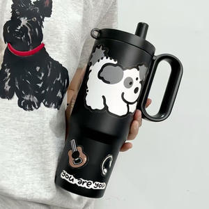 Taza aislada con mango de jefe gigante de dibujos animados, luz de lujo, alta apariencia, taza para beber doble portátil de acero inoxidable 316 'Ice King' - Product Image 6