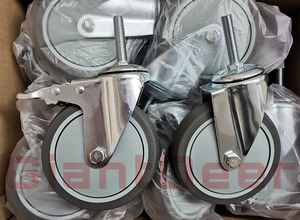 Fabrik preis 3 Zoll 4 Zoll 5 Zoll M12 * 30mm Grau Tpr Gewindes tiel Nachlauf mit Doppel bremse - Product Image 4