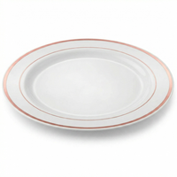 Ensemble de vaisselle jetable écologique en plastique, assiettes dorées/argentées/rose pour fêtes, mariages, Thanksgiving, luxe
