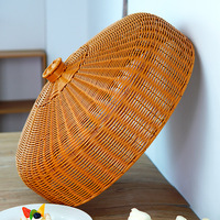 Imitation von Rattan im chinesischen Stil, Esstisch, rund, groß, für Lebensmittel, multifunktional, staubdicht, mückensicher, dekorative Abdeckung