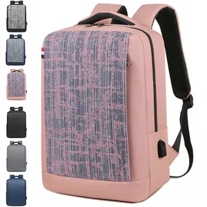 2024 neu individuelles logo wasserdicht nylon damen ranzen schule computer rucksack herren 15,6 zoll reise laptop rucksäcke mit usb