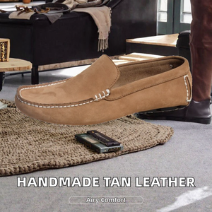 Zapatillas de plataforma bajas de cuero nobuk color canela hechas a mano, transpirables, estilo retro, para verano e invierno, suaves, para conducir, caminar o uso diario. - Product Image 2