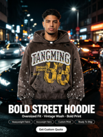 Sweat à capuche vintage surdimensionné pour homme en molleton 100 % coton de haute qualité 450 g/m² avec logo personnalisable, respirant et 3D