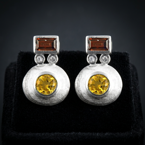 Premium Multi-Stone Silver Fashion Hoop <b>Earrings</b> - Product Image 1