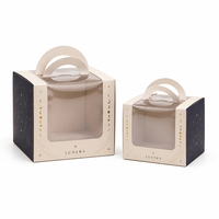 Boîte à gâteau personnalisée avec logo pour anniversaire, emballage en carton pour cupcakes, pâtisseries, boulangerie, boîte à gâteau en papier avec poignée et fenêtre