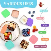 Conteneur à collation coloré en acier inoxydable avec couvercle en silicone, récipient alimentaire empilable et réutilisable pour pique-nique, sauces, fruits, bonbons