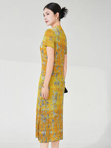 Miyake 2025 été nouveau style chinois de haute qualité rétro haut de gamme robe imprimée élégante robe de soirée - Product Image 6