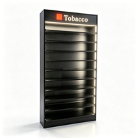Vitrine en bois noir pour magasin de tabac avec distributeur automatique de cigarettes en acrylique et éclairage LED, écologique