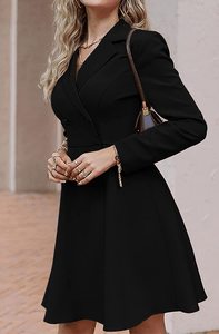 Moda donna primavera autunno camicia lunga nuova moda nuovo <span class=keywords><strong>abito</strong></span> da donna tinta unita doppio petto a maniche lunghe - Product Image 5