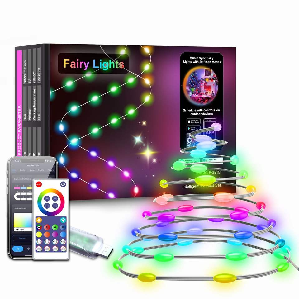 Smart Pixel Control Remote Control Fairy Lights Doodle RGB LED String ...