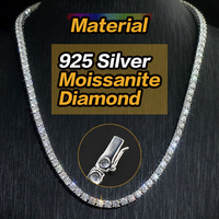 925 Sterling Silver Hip Hop Hommes Bracelet Bijoux 2mm 3mm 4mm 5mm 6.5mm Blanc Jaune Rose Rouge Moissanite Tennis Collier Chaîne