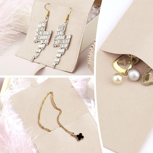 8x8 cm Small Jewelry <b>Gift</b> Packaging Bags Luxury Microfiber Jewelry Pouch With <b>Bow</b> Tie for Bracelet Necklace With String Divider - Product Image 6