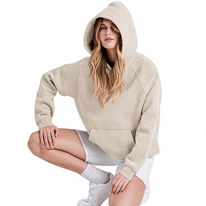 Sweat-shirt à capuche surdimensionné pour femme, couleur unie, manches longues, tricoté en coton et fibre de bambou, respirant, coupe classique, idéal pour l'automne - Product Image 1