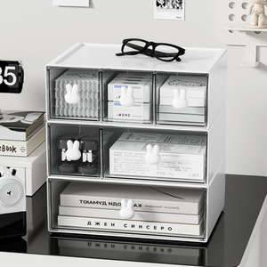 Office Organizer Transparent Drawer Storage Box With Compartments Stackable Desktop Student Stationery Holder Cabinet - Product Image 2