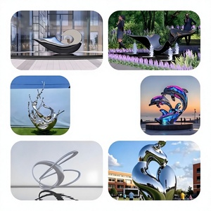 Escultura Abstracta Moderna Minimalista de Acero Inoxidable para Exteriores, Monumento Artístico para Áreas Residenciales y Centros Comerciales - Product Image 1