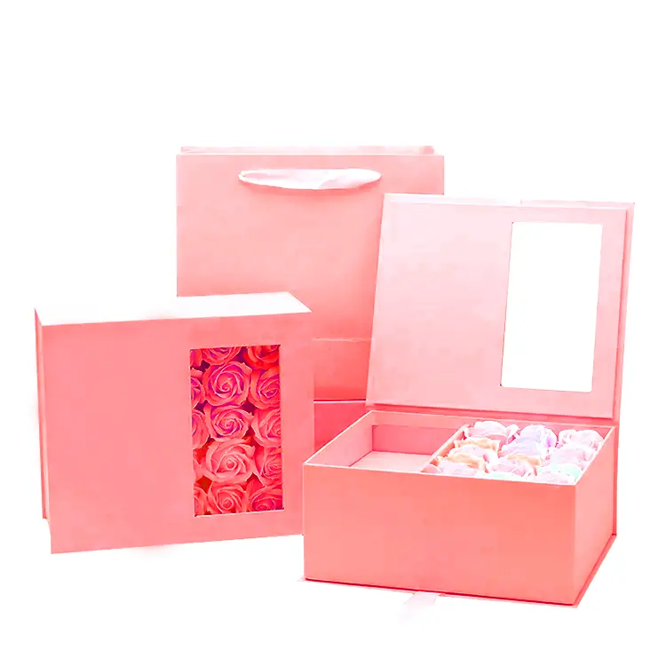Kotak hadiah perhiasan kosmetik bunga Hari Ibu kustom untuk kemasan