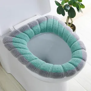 Housse de siège de toilette tricotée bicolore en forme de O pour garder au chaud, accessoires de salle de bain, décoration intérieure - Product Image 5